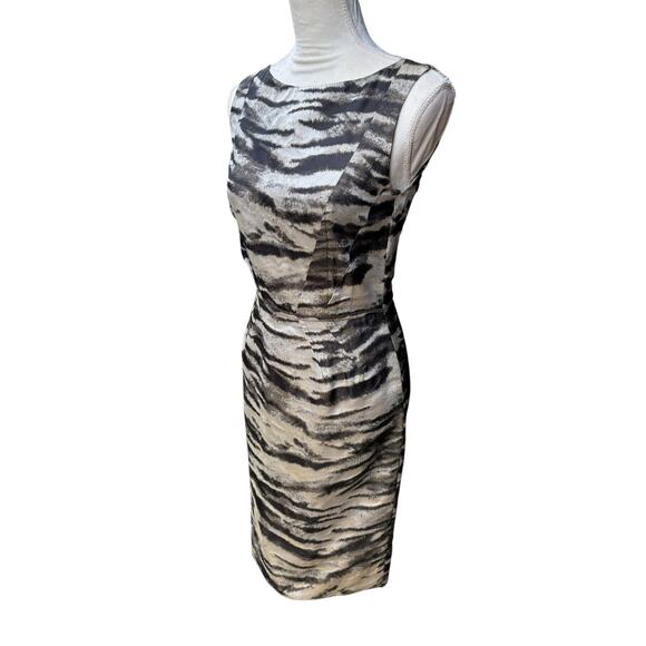 Lanvin Silk Blend Black Silver Metallic Animal Print Sheath Dress - FR36 / US 6 - Picture 3 of 10